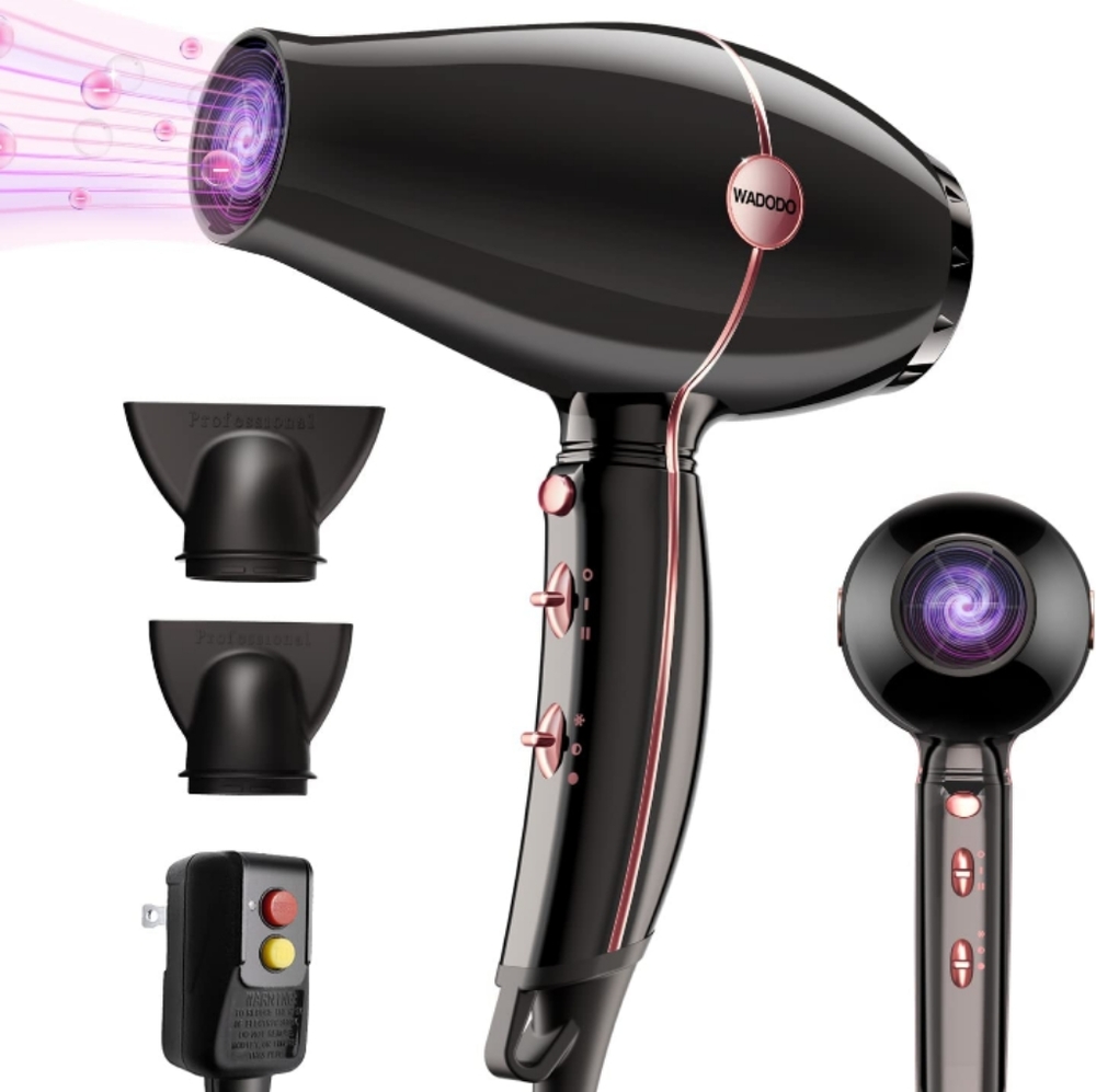 WADODO Ionic Hair Dryer, 2000W Professional Blow Dryer Fast Drying Hairdryer Tra
